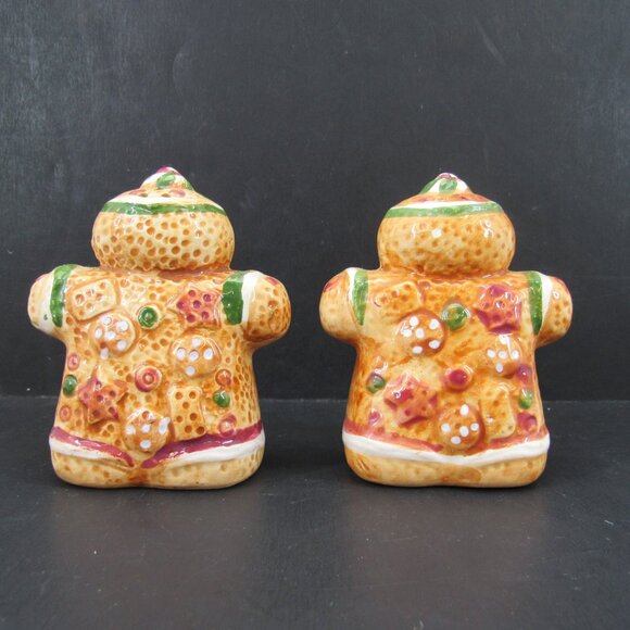 Vintage Gingerbread Men Salt and Pepper Shakers Set Ceramic 3 1/2 Inch Tall - Picture 3 of 7
